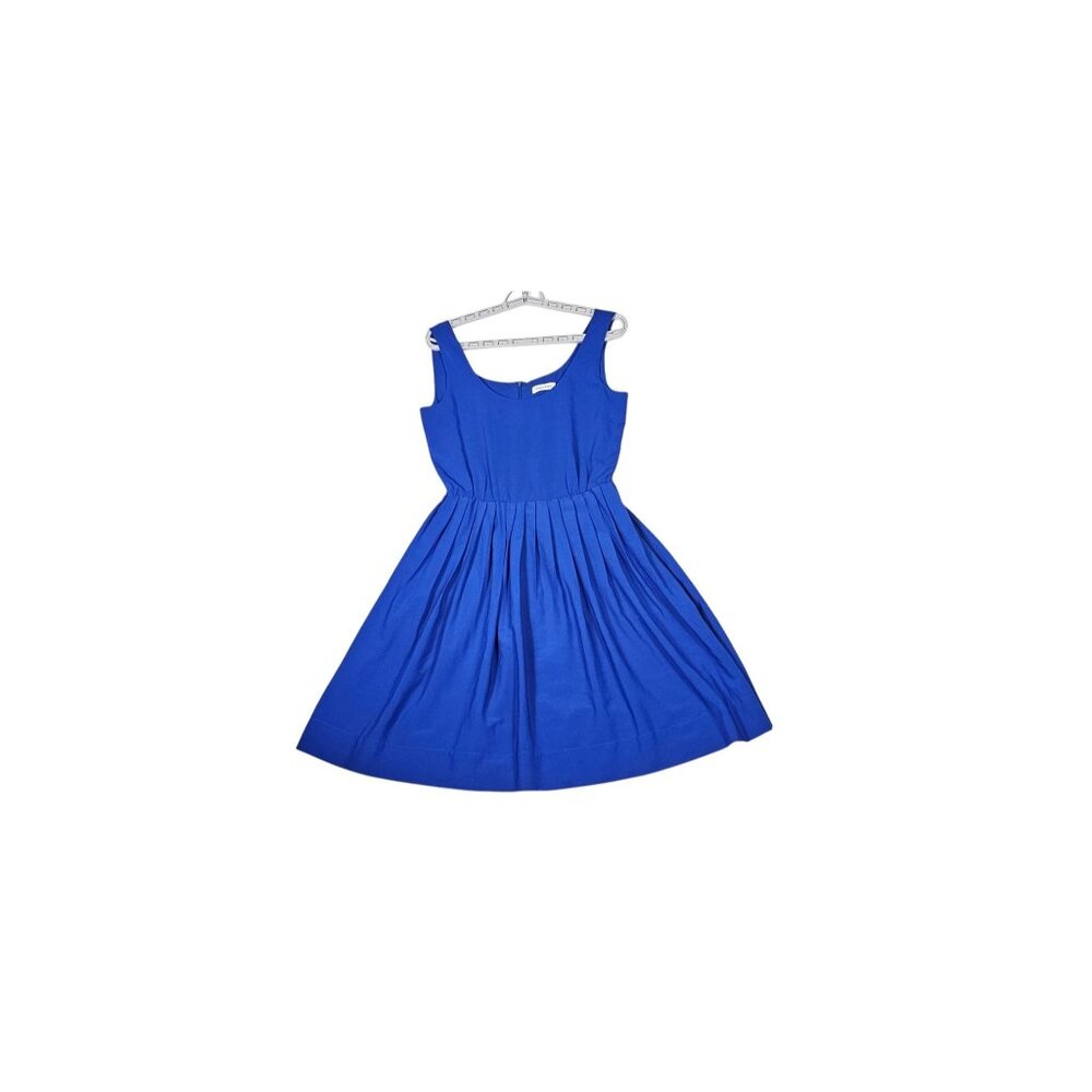 Calvin Klein Sleeveless Scoop Neck Pleated Chiffon Dress Blue
